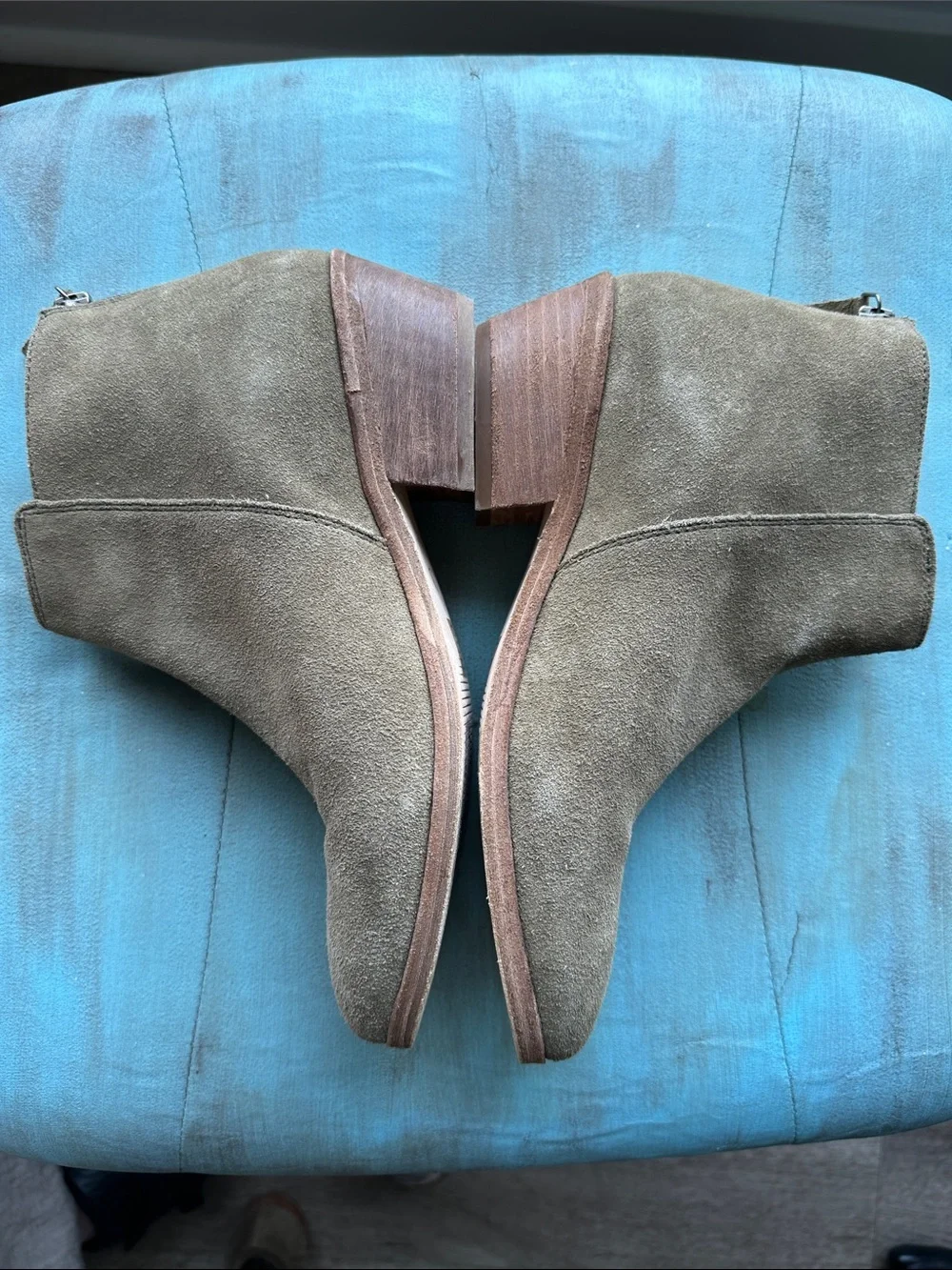 Joules Suede Ankle Boots in Taupe Green